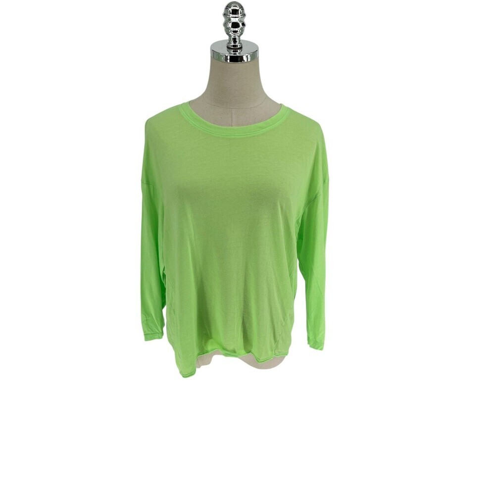 SUNDRY Long Sleeve Top Women's Size 0 XS Neon Green Raglan Athleisure Y2K